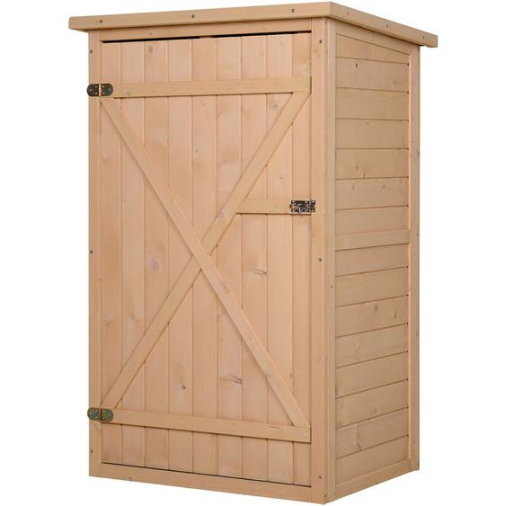 Outsunny - Armoire abri de jardin remise pour outils - grande porte verrouillable loquet - 2 étagères - toit bitumé incliné bois de sapin pré-huilé