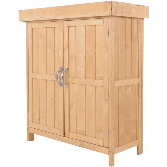 Armoire de jardin sur pied double porte étagère et toit bitumé relevable dim. 74L x 43l x 88H cm bois sapin