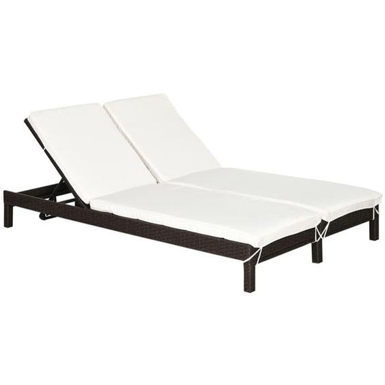 Outsunny - Bain de soleil - Résine tressée - 196x120x28cm - Marron