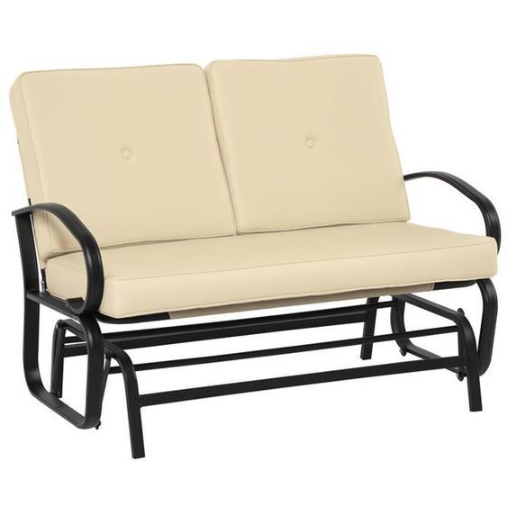 Outsunny - banc de jardin - Métal - 120x75x82cm - Beige