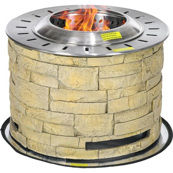 Outsunny Bol de feu, foyer, bois brûlant panier de feu de table avec tapis de protection du sol pour jardin, camping, terrasse, acier, MgO, jaune