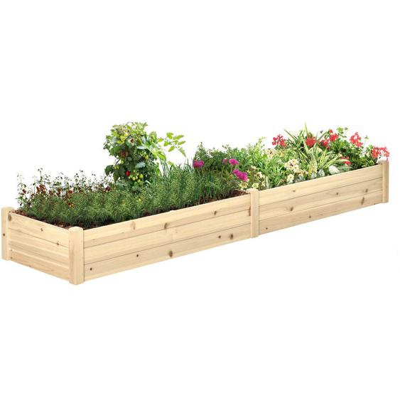Carré potager de jardin dim. 244 x 61,5 x 27 cm feutre de drainage, séparation inclus bois de sapin