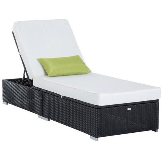 Outsunny - chaise longue - Résine tressée - 195x68x31cm - Noir