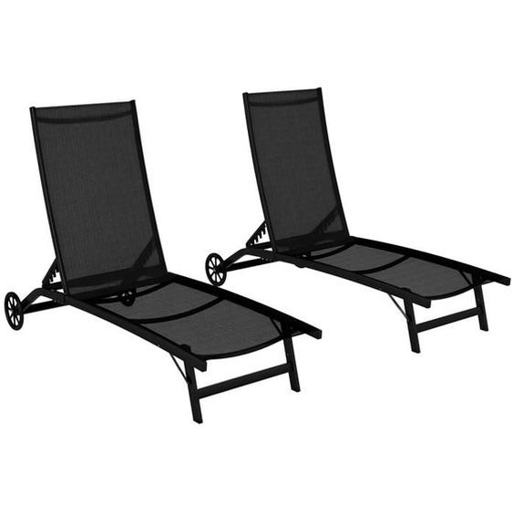 Outsunny - Chaise longue - Tissu - 66x165x102cm - Noir