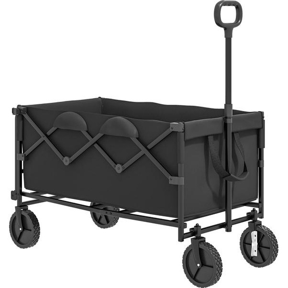 Outsunny Chariot de jardin 100 kg pliable Chariot de transport étendu avec bâche amovible Poignée Roues Noir