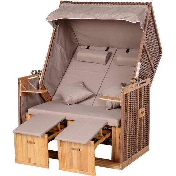 Outsunny - Chaise longue transat 2 places - Résine tressée - 118x79x160cm - Beige