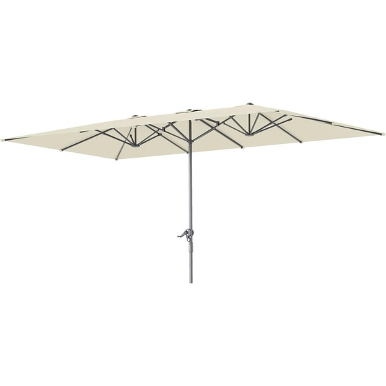 Outsunny Double parasol avec manivelle 451 x 264 cm, protection UV 50+ Parasol, résistant au vent Parasol de jardin Balcon Aluminium Blanc Crème