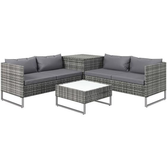 Outsunny - Ensemble salon de jardin 4 pièces - Résine tressée rotin PE - 132x69x64cm - Gris
