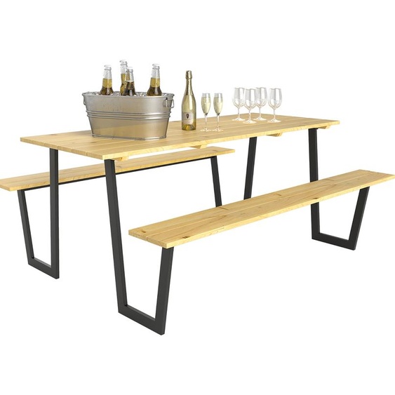 Outsunny Garniture de tente de bière en bois 3 pièces Garniture de tente de fête avec table de bière Banc de bière