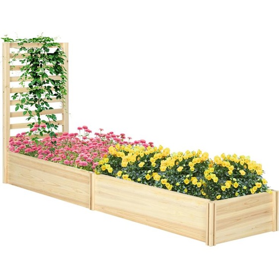 Outsunny Jardinière avec treillis carré potager en bois 230 x 60 x 110 cm effet bois naturel
