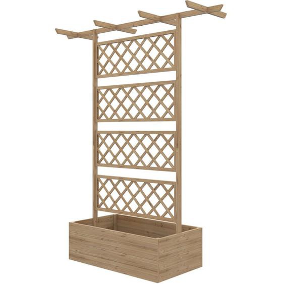 Outsunny - Jardinière avec treillis et pergola - dim. 160L x 55l x 183H cm - bois sapin pré-huilé
