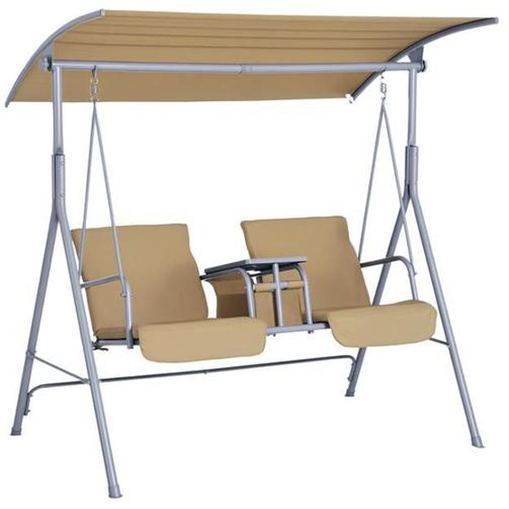 Outsunny - lit de jardin - Métal - 175x112x165cm - Beige