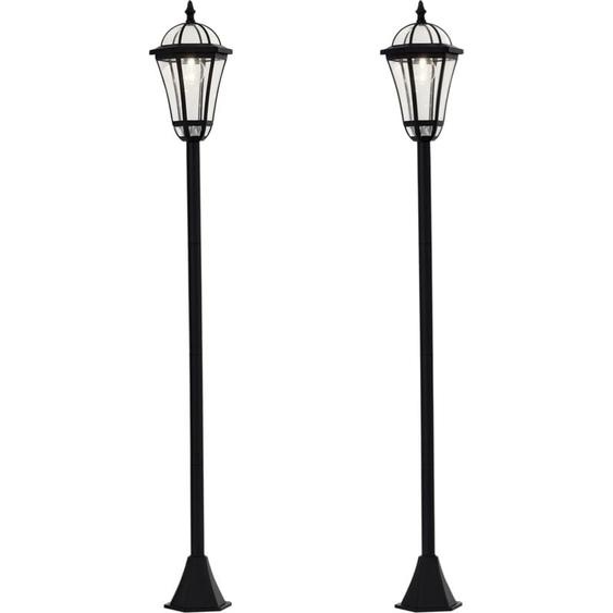 Outsunny - Lot de 2 luminaires extérieurs solaires lampadaires lanternes classiques led 15 Lm ø 18,5 x 129H cm noir