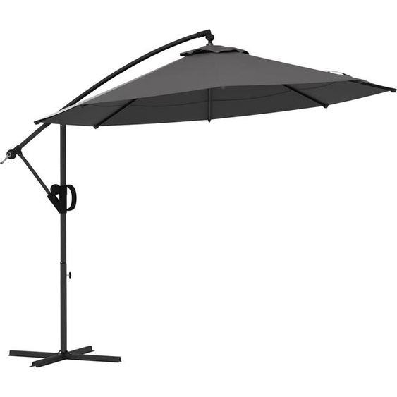 Outsunny Ø293 cm Parasol ampli avec pied en croix, parasol avec manivelle, inclinaison et 8 baleines, parasol de terrasse suspendu pour piscine extérieure, jardin, balcon, gra
