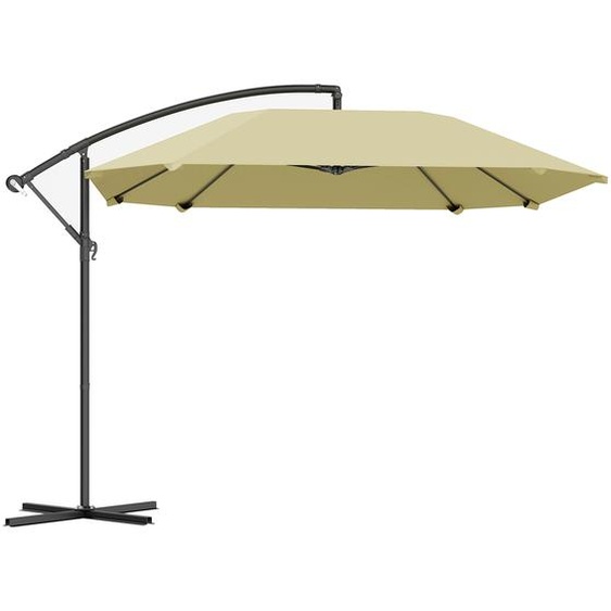Outsunny Parapluie ampli alu Ø 260 cm Parasol, étanche à leau Parasol à manivelle avec support, manivelle, sécurité contre le vent, inclinable Parasol de marché basculant Parasol de jardin