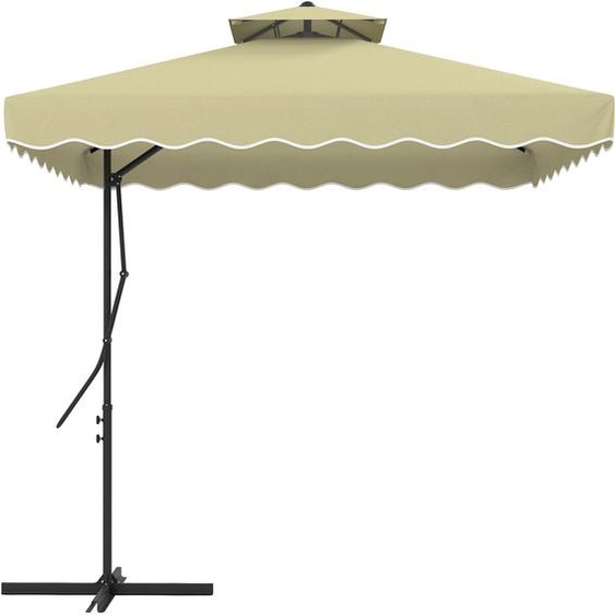 Outsunny Parasol 243x243cm Parasol de balcon avec protection UV, double toit, pied en croix