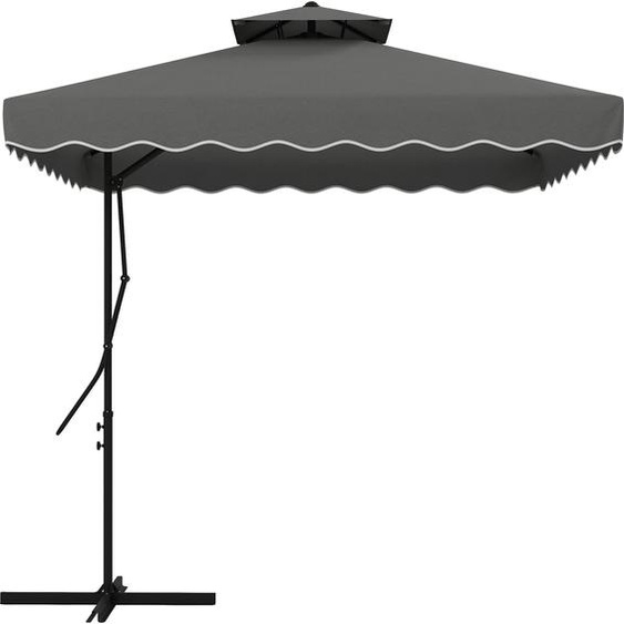Outsunny Parasol 243x243cm Parasol de balcon avec protection UV, double toit, pied en croix