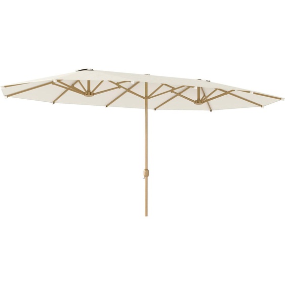 Outsunny Parasol de jardin double 455 x 265 cm, parasol de jardin extrieur, manivelle, poteau en acier, polyester 180g/m, abri soleil UPF30+, pour patio, terrasse, beige