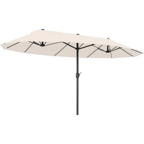 Outsunny Parasol de jardin exterieur parasol double 4,6L x 2,7l x 2,4H m ouverture fermeture manivelle acier polyester haute densit crme