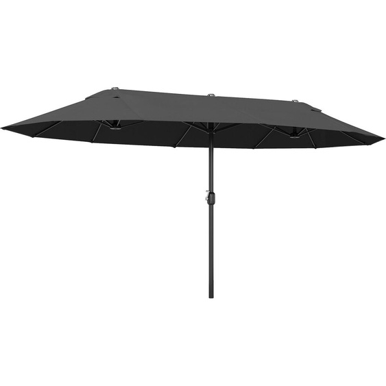 Outsunny Parasol de jardin exterieur parasol double rectangulaire 4,6L x 2,7l x 2,4H m avec ouverture fermeture manivelle, cadre en acier, toile 180 g/m, parasol pour balcon, piscine, noir