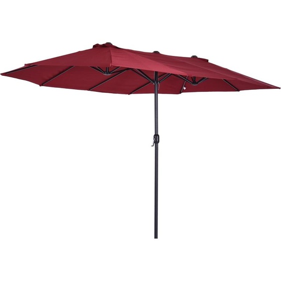 Outsunny Parasol de jardin exterieur parasol double rectangulaire 4,6L x 2,7l x 2,4H m avec ouverture fermeture manivelle, cadre en acier, toile 180 g/m², parasol pour balcon, piscine, bordeaux