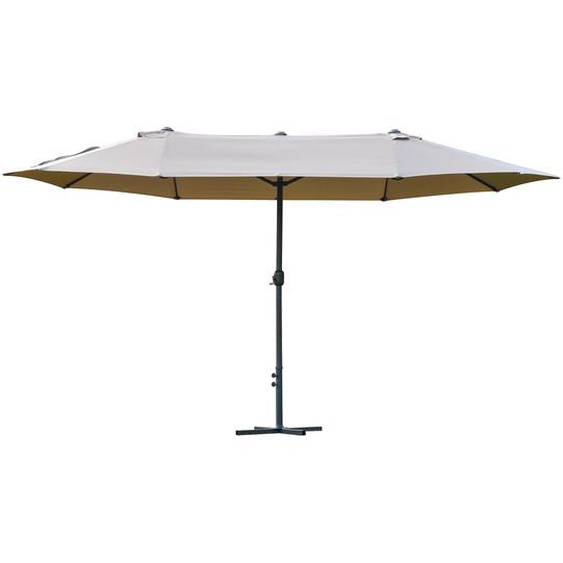 Outsunny Parasol de jardin XXL parasol grande taille 4,6L x 2,7l x 2,4H cm ouverture fermeture manivelle acier polyester haute densité café