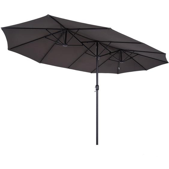 Outsunny - Parasol de jardin xxl parasol grande taille 4,6L x 2,7l x 2,4H m ouverture fermeture manivelle acier polyester haute densité gris