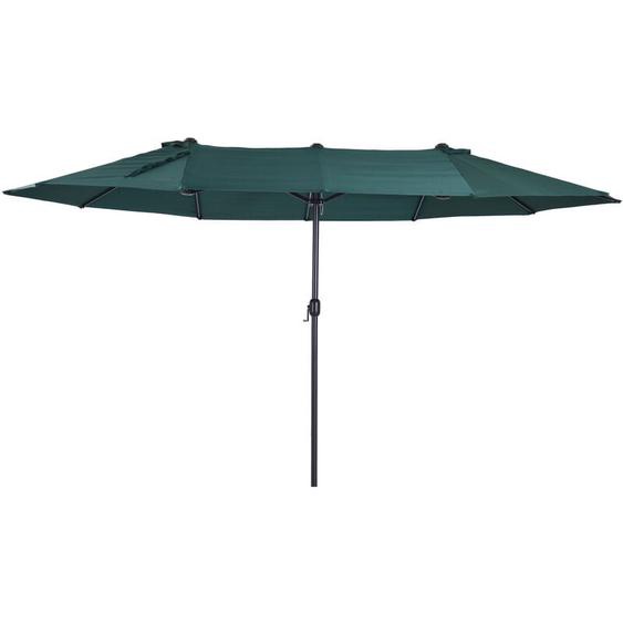 Outsunny - Parasol de jardin xxl parasol grande taille 4,6L x 2,7l x 2,4H m ouverture fermeture manivelle acier polyester haute densité vert