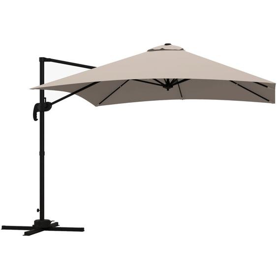 Outsunny - Parasol déporté carré inclinable pivotant 360° manivelle piètement acier dim. 2,95L x 2,95l x 2,66H m taupe