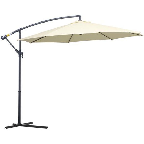 Outsunny Parasol déporté octogonal inclinable rabattable diamètre 3 m parasol de jardin avec pied en croix crème