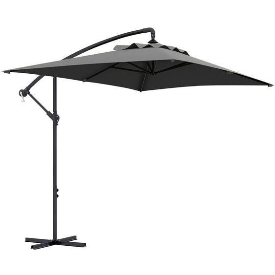 Parasol déporté rectangulaire dim. 294L x 193l x 250H cm pied en croix gris