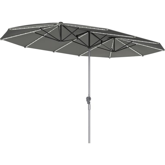 Outsunny Parasol double avec manivelle Lumières solaires 451x267 cm Aluminium
