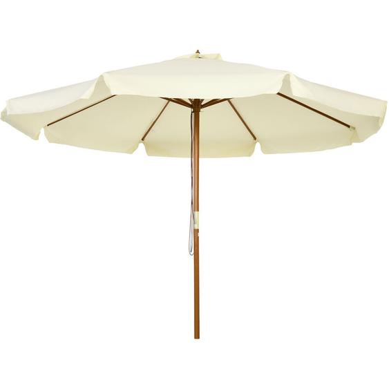 Outsunny - Parasol droit rond grande taille de jardin ø 3,25 x 2,5H m bois de bambou polyester beige