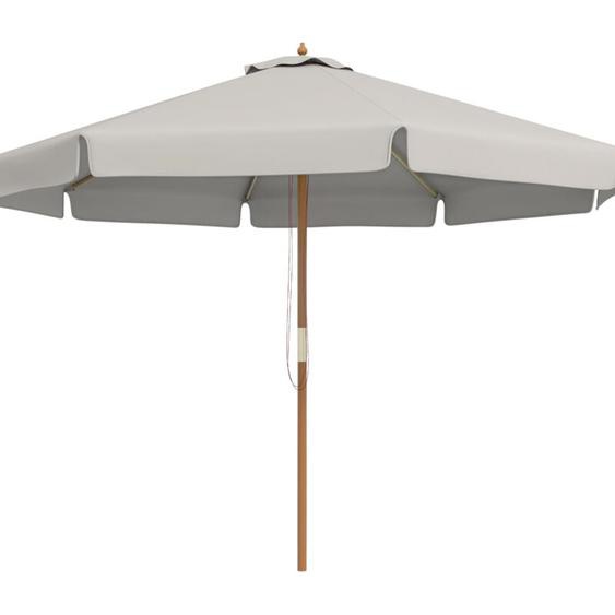 Outsunny - Parasol droit rond grande taille de jardin ø 3,25 x 2,5H m bois de bambou polyester gris