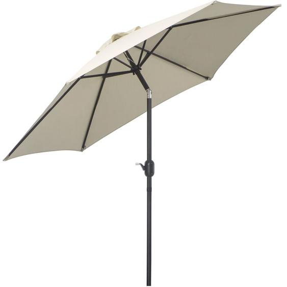 Outsunny - Parasol inclinable de jardin balcon terrasse manivelle toile polyester imperméabilisée haute densité 180 g/m² Ø2,7 x 2,35H m alu crème