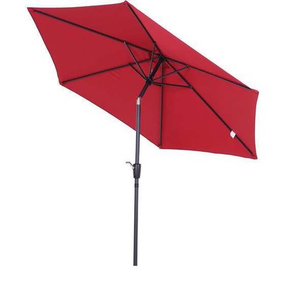 Parasol inclinable de jardin balcon terrasse manivelle toile polyester imperméabilisée haute densité 180 g/m² Ø2,7 x 2,35H m alu rouge vineux