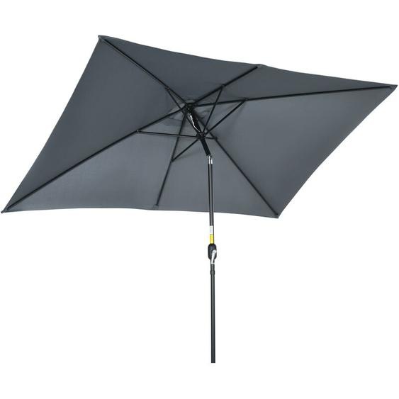 Outsunny - Parasol inclinable rectangulaire métal polyester haute densité 2,95L x 1,95l x 2,4H m gris