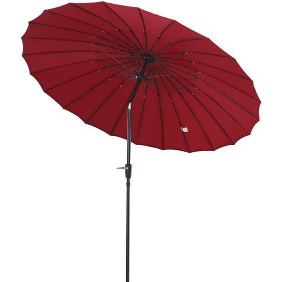 Outsunny Parasol inclinable rond avec manivelle aluminium fibre de verre polyester diamètre 2,6 m coloris rouge