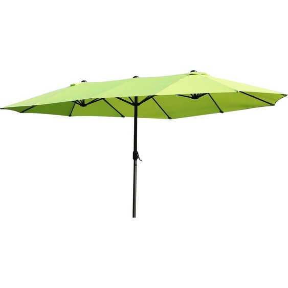 Outsunny Parasol Parasol de jardin Parasol de marché Double parasol de terrasse avec manivelle Vert Ovale 460 x 270 x 240 cm