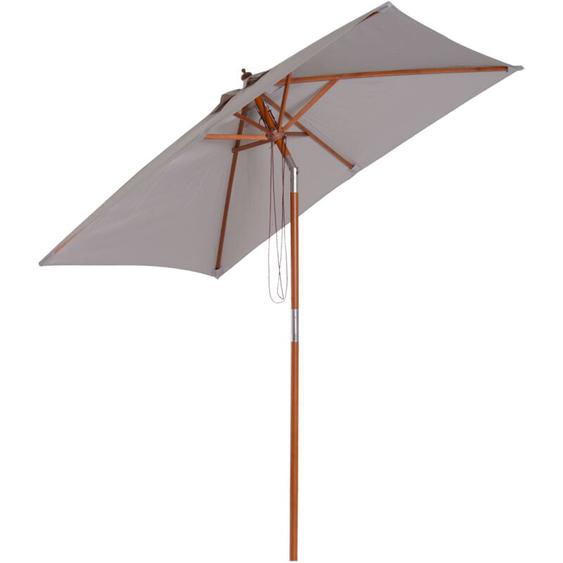 Parasol rectangulaire inclinable bois polyester haute densité 2L x 1,5l x 2,3H m gris clair