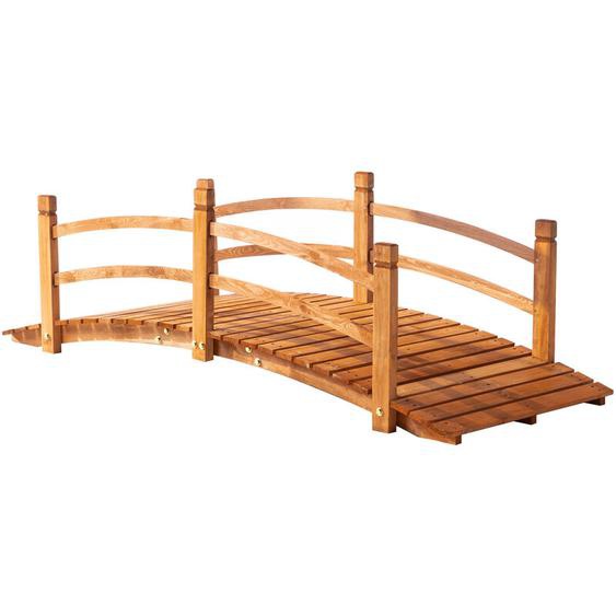 Outsunny - Pont de jardin - pont de bassin - passerelle en bois avec balustrade - dim. 185L x 72l x 58H cm - bois de sapin pré-huilé
