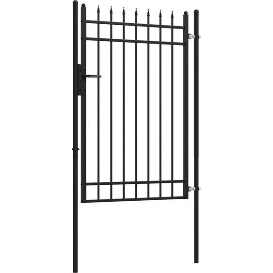Outsunny - Portillon acier galvanisé style fer forgé dim. 107 x 204H cm - serrure, poignée, clés - noir