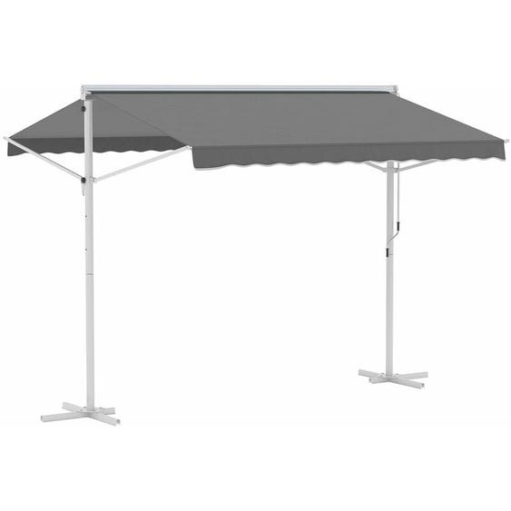 Outsunny - Store double pente manuel rétractable inclinaison réglable acier époxy blanc polyester imperméabilisé anti-UV gris dim. 3L x 2,95l x 2,6H m