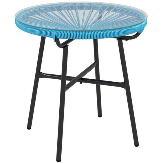 Outsunny - Table basse ronde de jardin - Métal - 50x50x50cm - Bleu