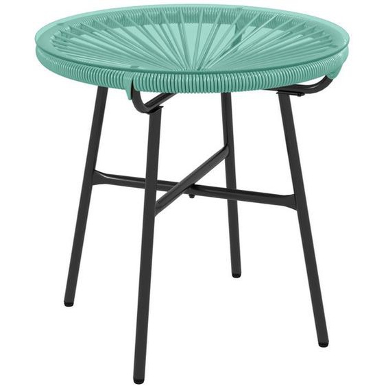 Outsunny - Table basse ronde de jardin - Métal - 50x50x50cm - Vert