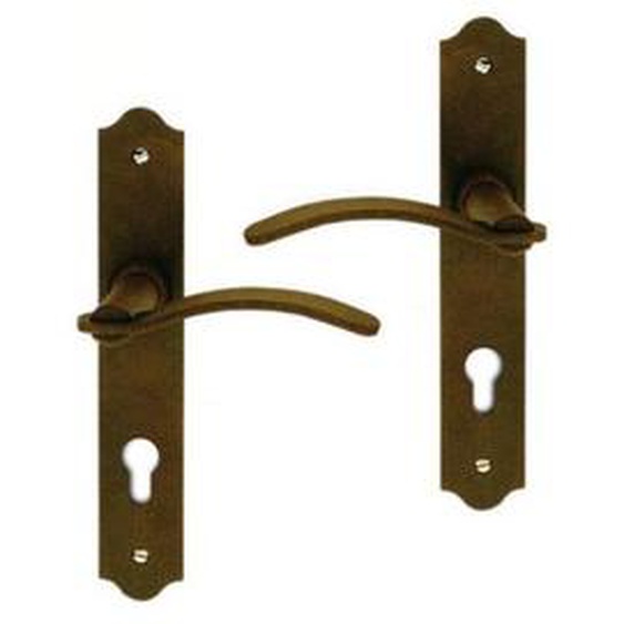 Ouvre&Déco - 2 poignées de porte GASCOGNE cylindre, fer rouille entraxe 195 mm