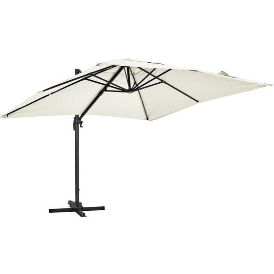 Oviala - Parasol déporté rotatif 3 x 3m en aluminium écru