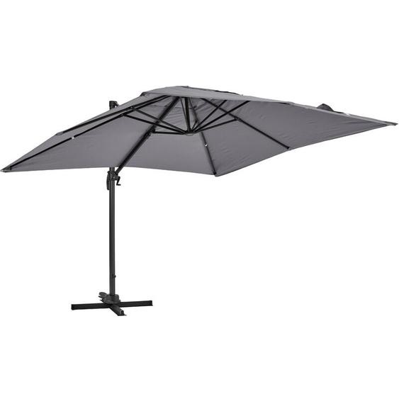 Oviala - Parasol déporté rotatif 3 x 3m en aluminium gris