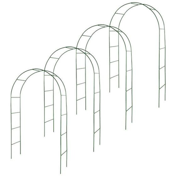 Oxeo - Lot de 4 arches de jardin métallique pour plantes grimpantes - Arceau rosiers grimpants - Ht 240cm - Résistant aux intempéries