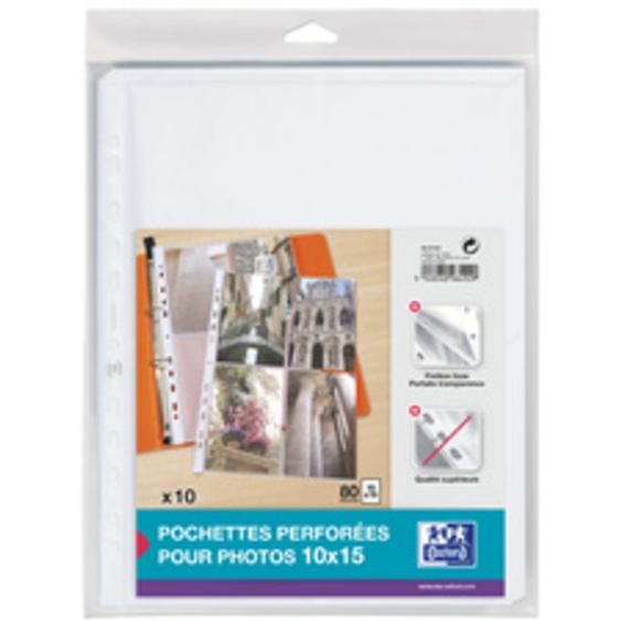 OXFORD Pochettes perforées pour 8 photos 100 x 150,format A4